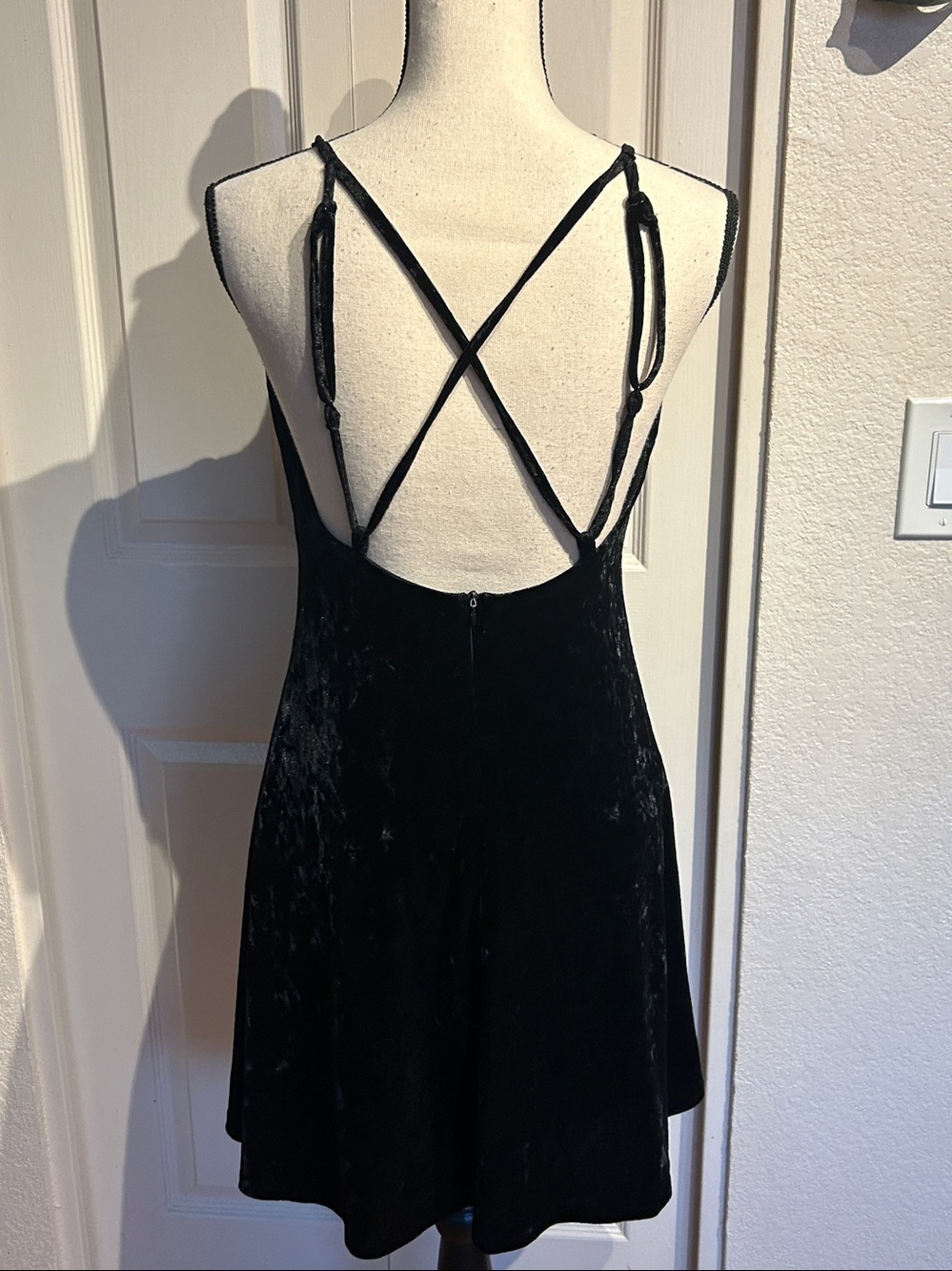 Black Crushed Velvet Mini Dress
